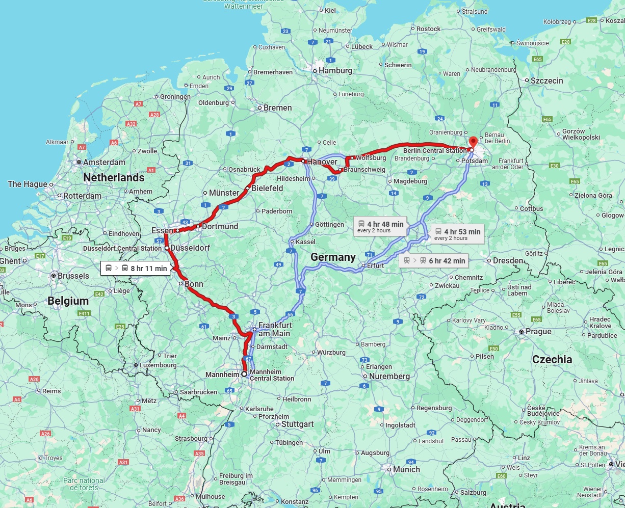 Anreise von Mannheim Zu Berlin Über 