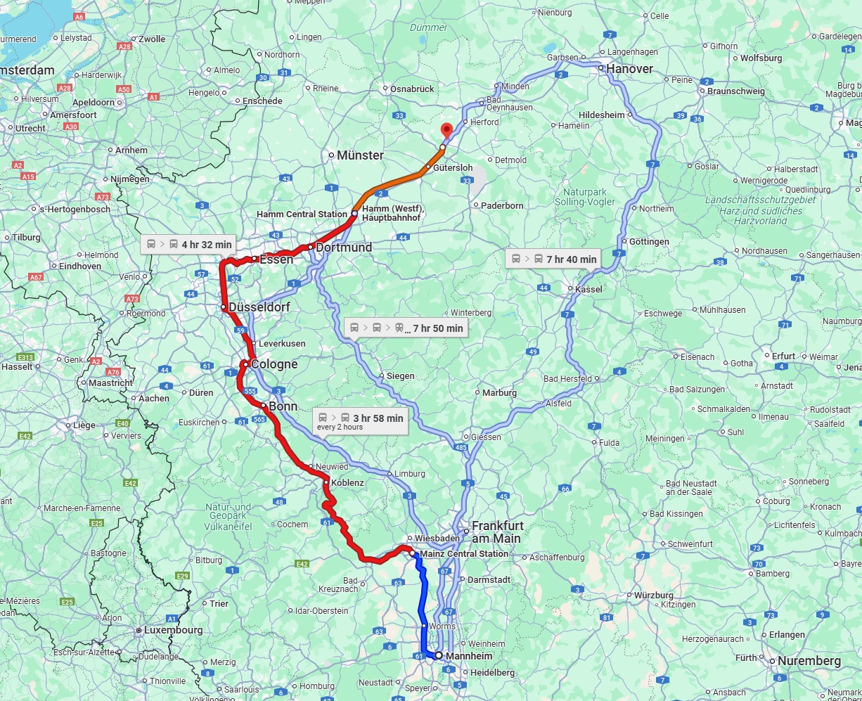 Anreise von Mannheim Zu Bielefeld Über 