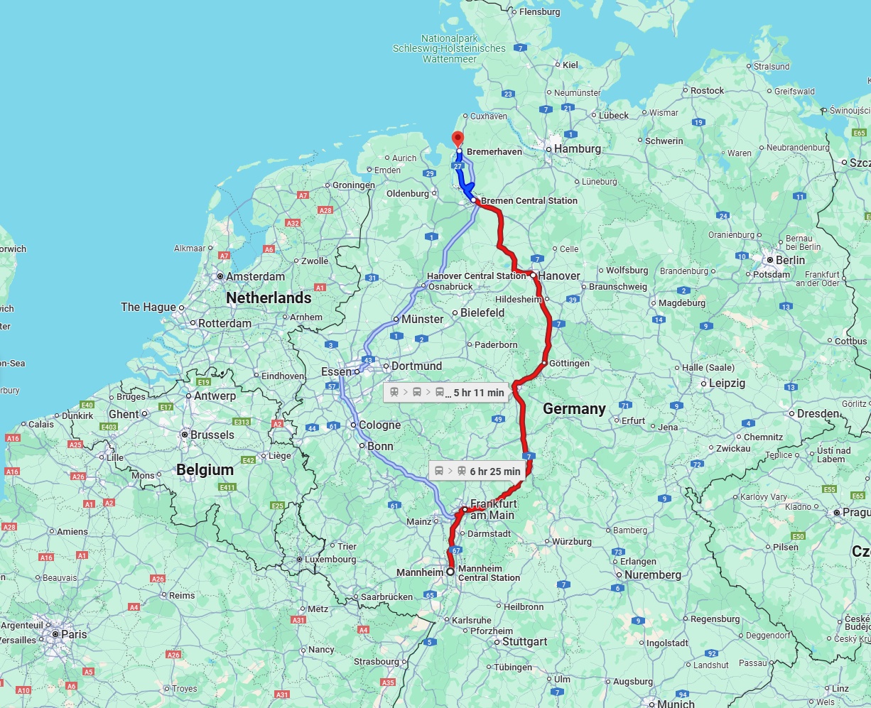 Anreise von Mannheim Zu Bremerhaven Über 