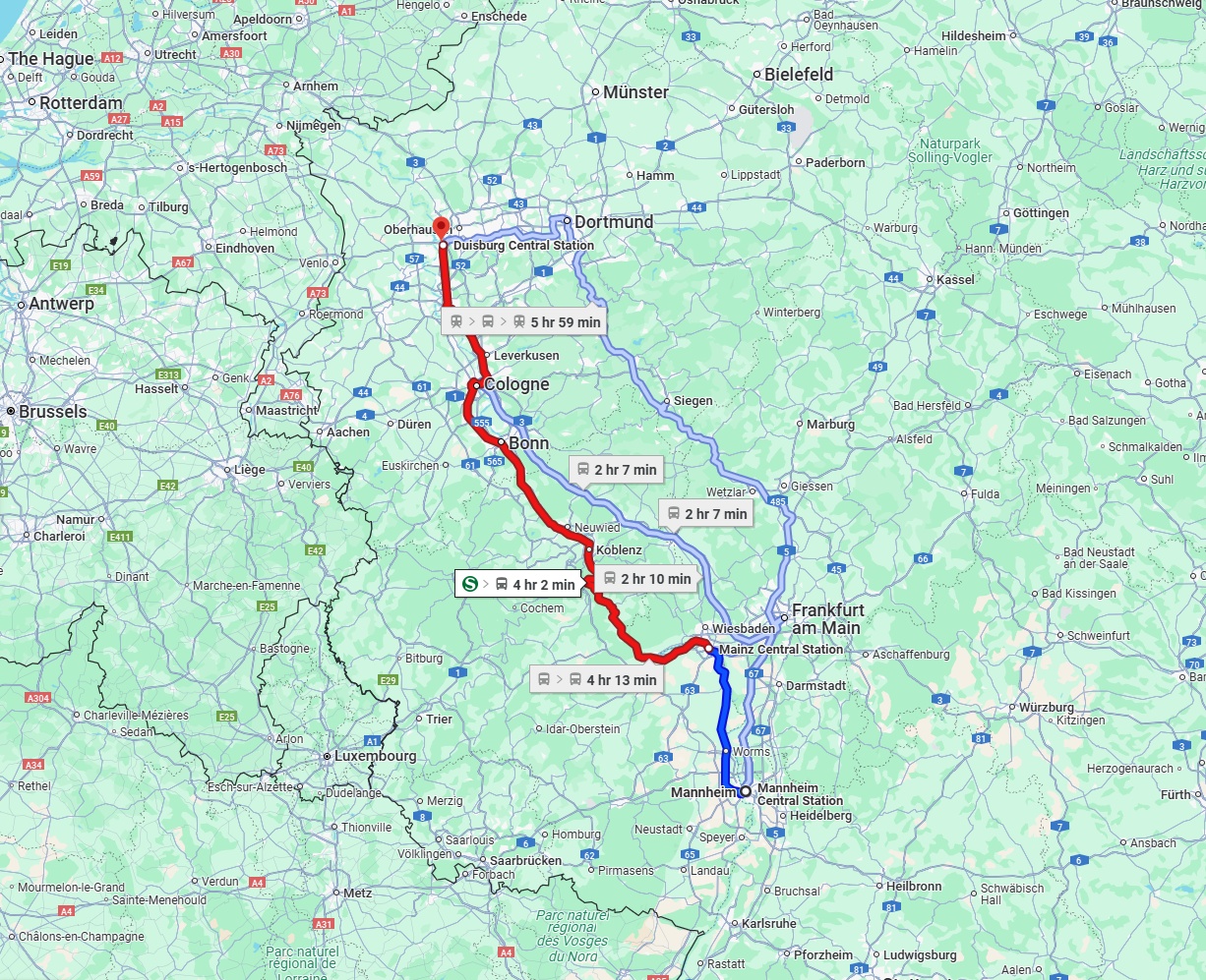 Anreise von Mannheim Zu Duisburg Über 