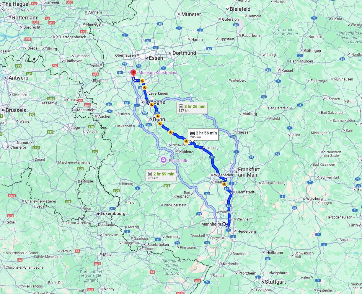 Anreise von Mannheim Zu Düsseldorf Über via A3