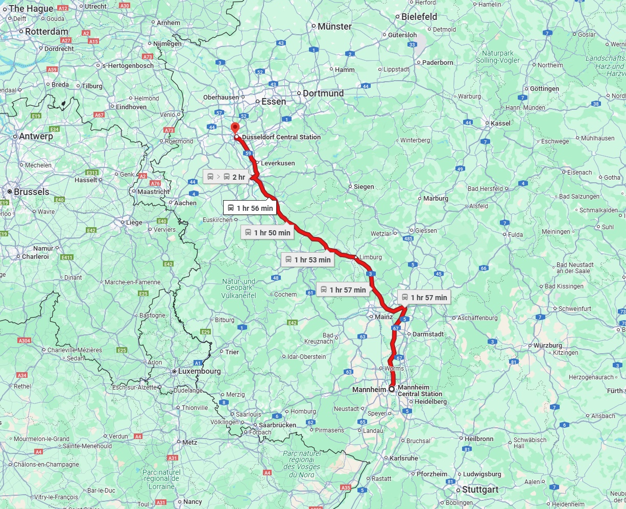Anreise von Mannheim Zu Düsseldorf Über 