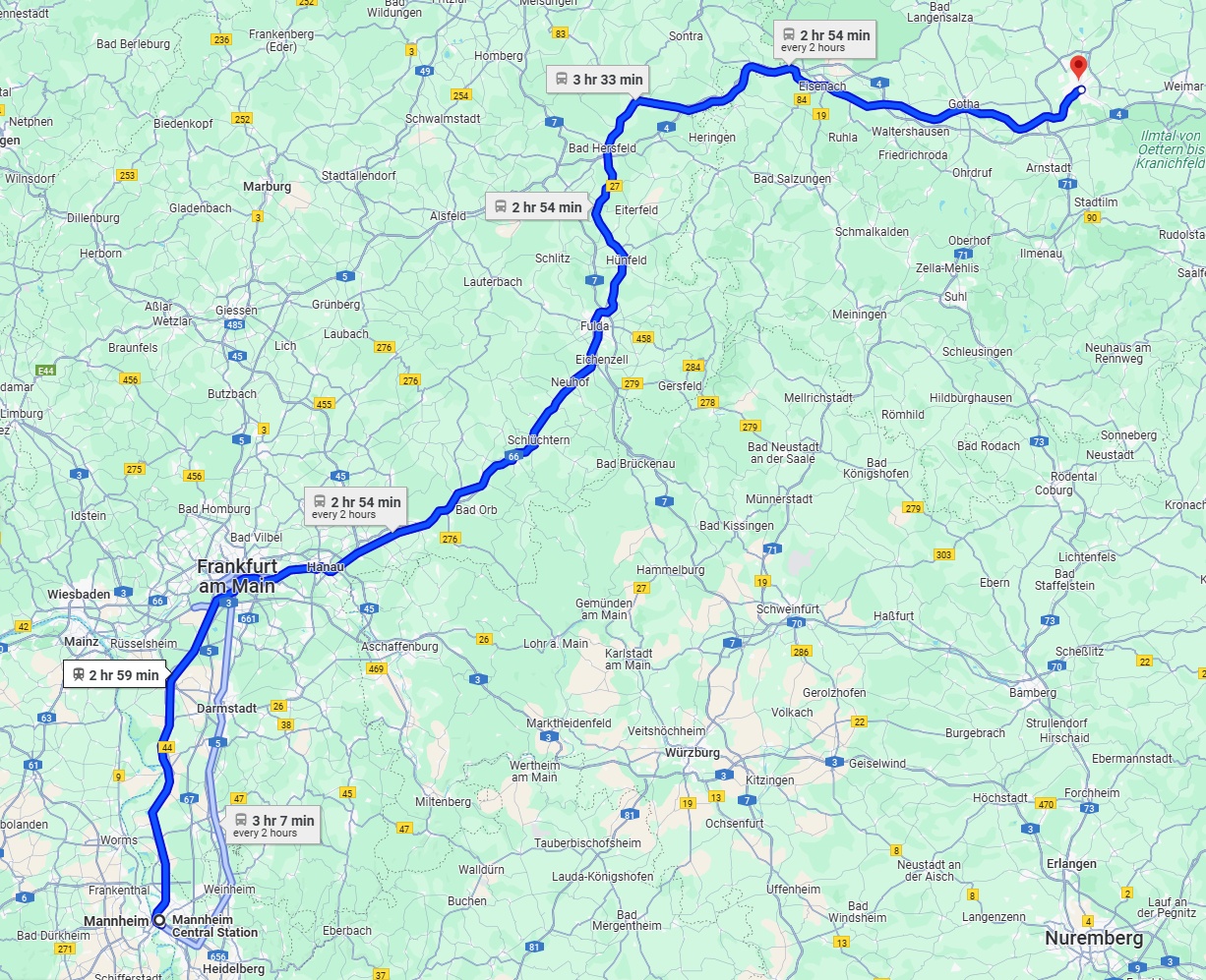 Anreise von Mannheim Zu Erfurt Über 