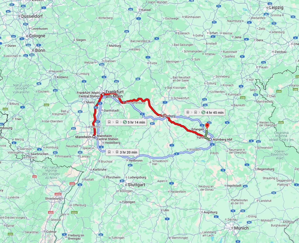 Anreise von Mannheim Zu Erlangen Über 