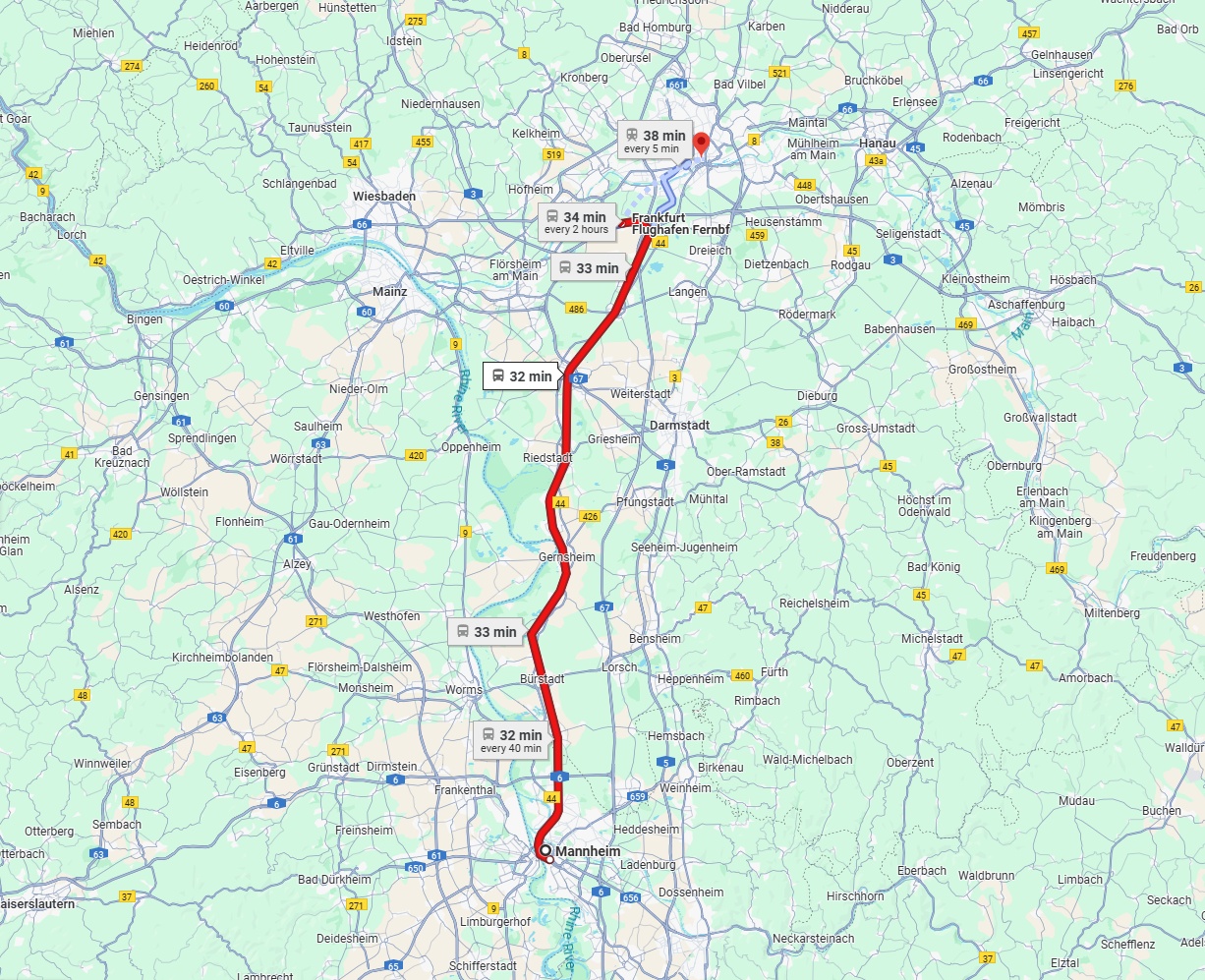 Anreise von Mannheim Zu Frankfurt am Main Über 