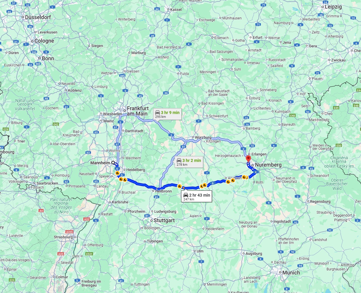 Anreise von Mannheim Zu Fürth Über via A6