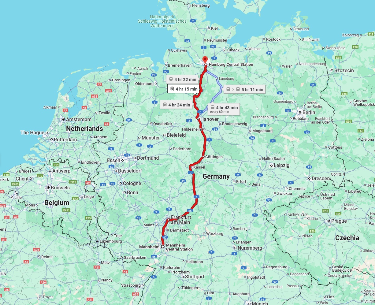 Anreise von Mannheim Zu Hamburg Über 