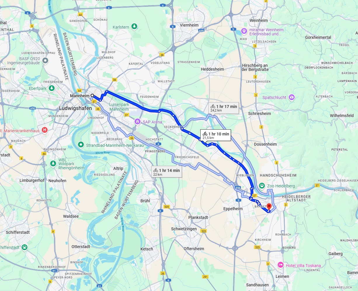 Anreise von Mannheim Zu Heidelberg Über 