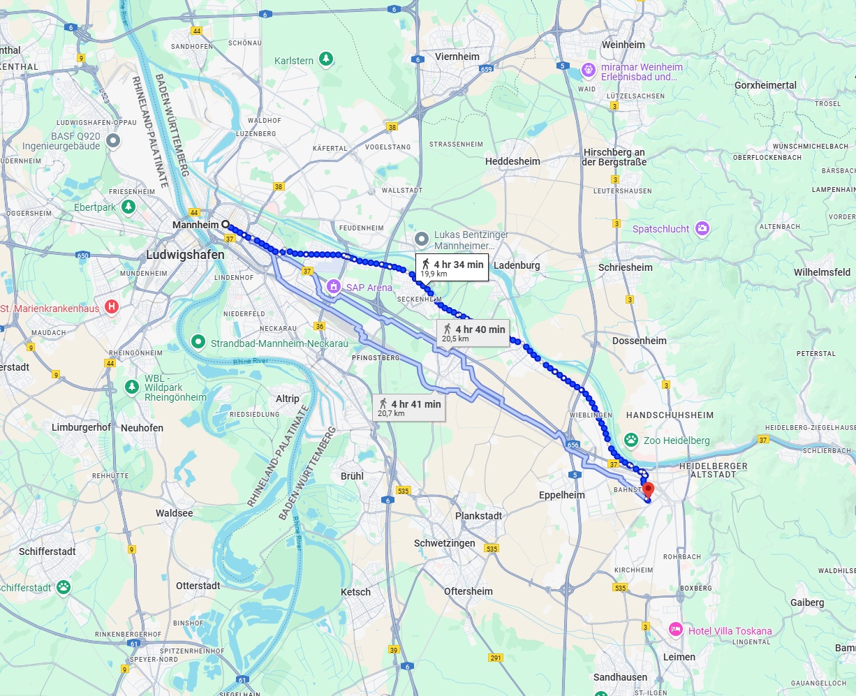 Anreise von Mannheim Zu Heidelberg Über 