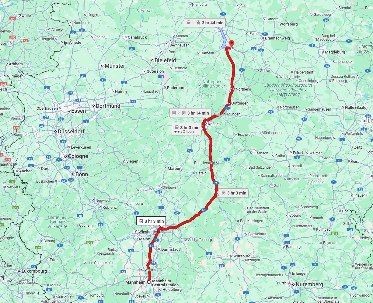Anreise von Mannheim Zu Hildesheim Über 