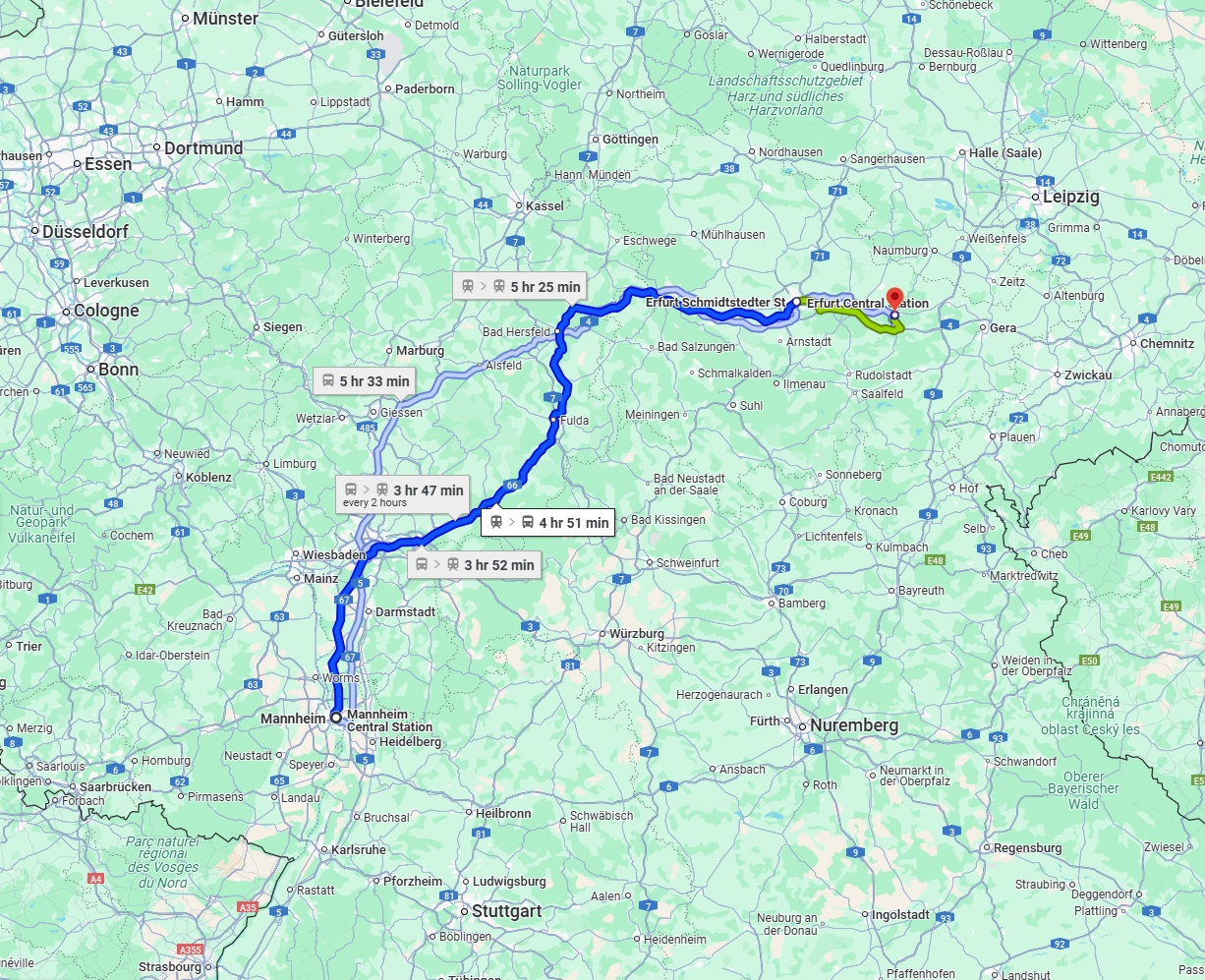 Anreise von Mannheim Zu Jena Über 