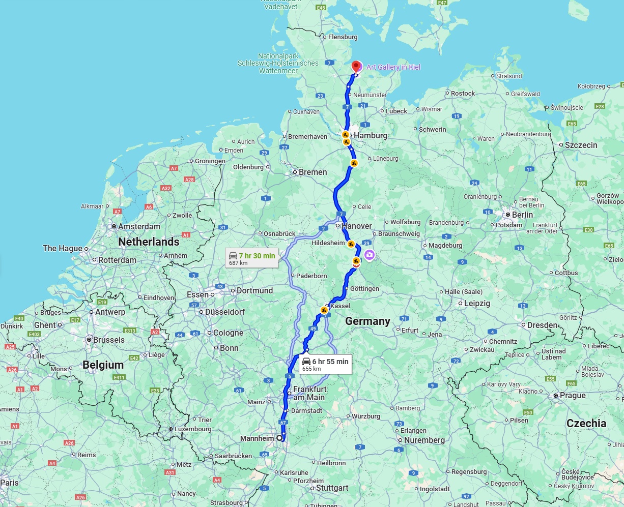 Anreise von Mannheim Zu Kiel Über via A7