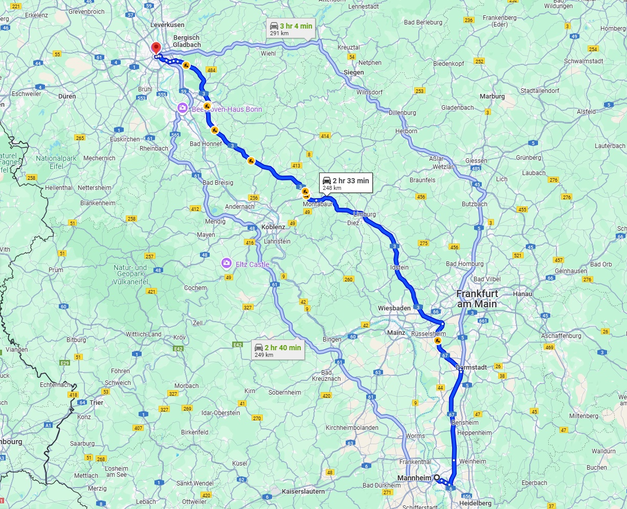 Anreise von Mannheim Zu Köln Über via A3