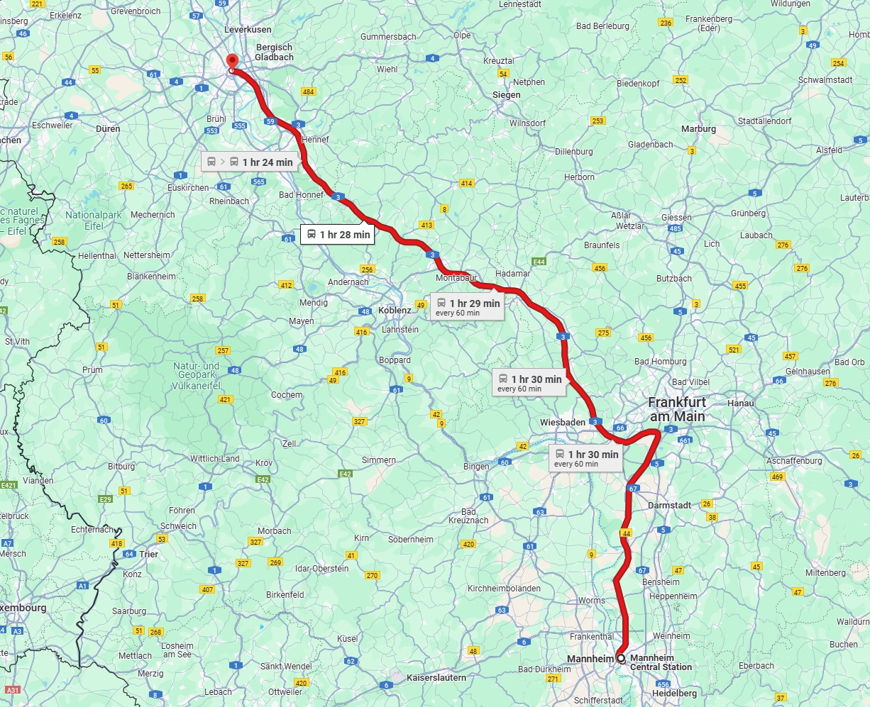 Anreise von Mannheim Zu Köln Über 