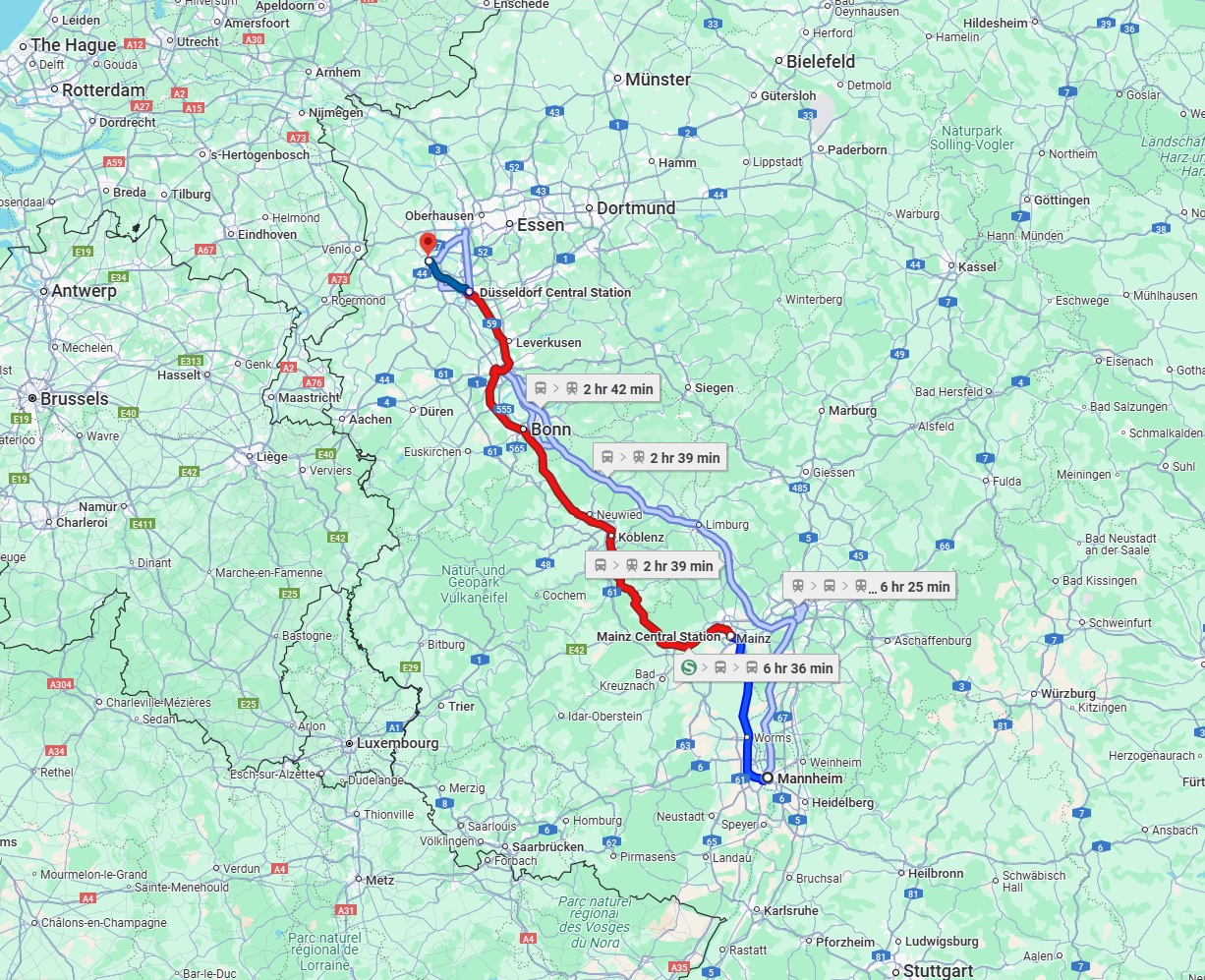 Anreise von Mannheim Zu Krefeld Über 