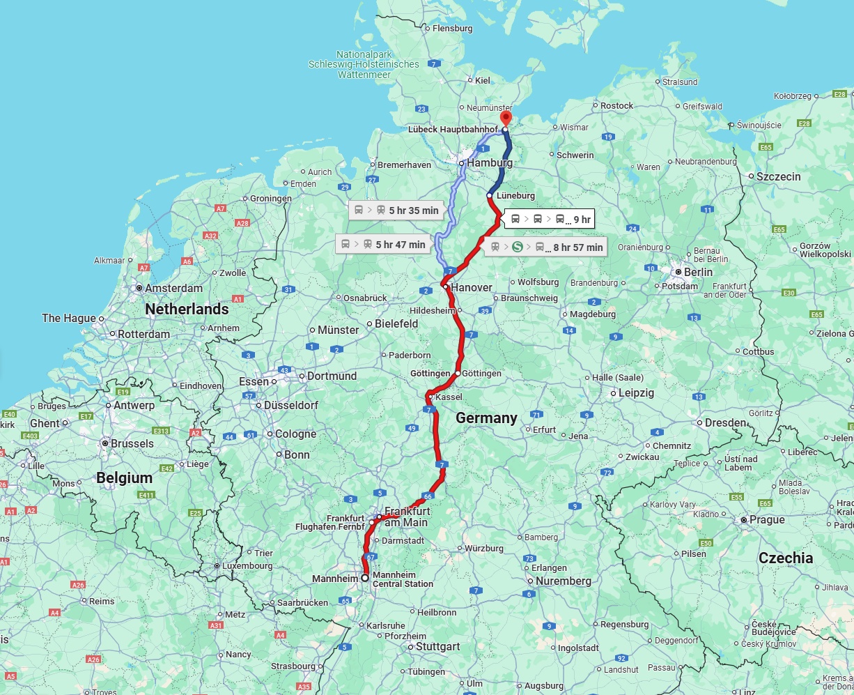 Anreise von Mannheim Zu Lübeck Über 