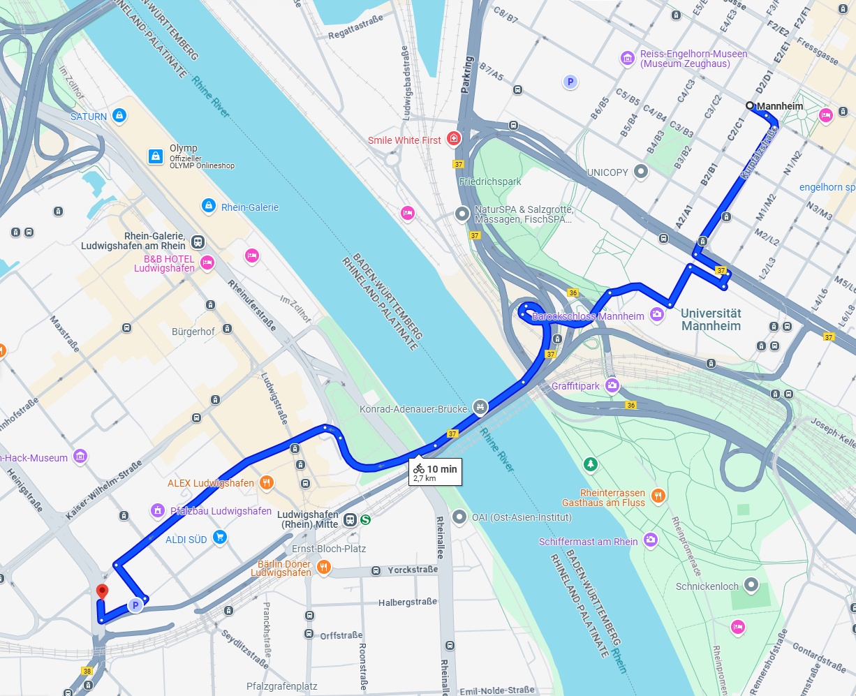 Anreise von Mannheim Zu Ludwigshafen am Rhein Über 