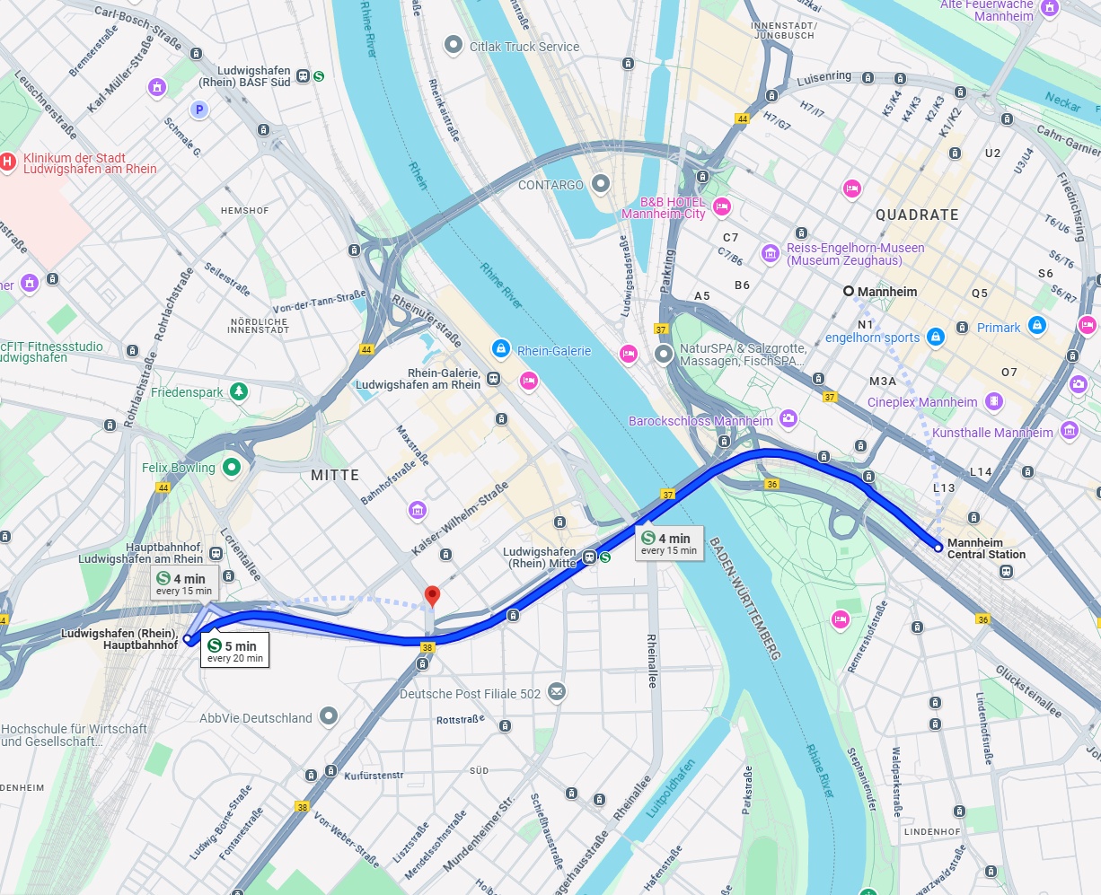 Anreise von Mannheim Zu Ludwigshafen am Rhein Über 