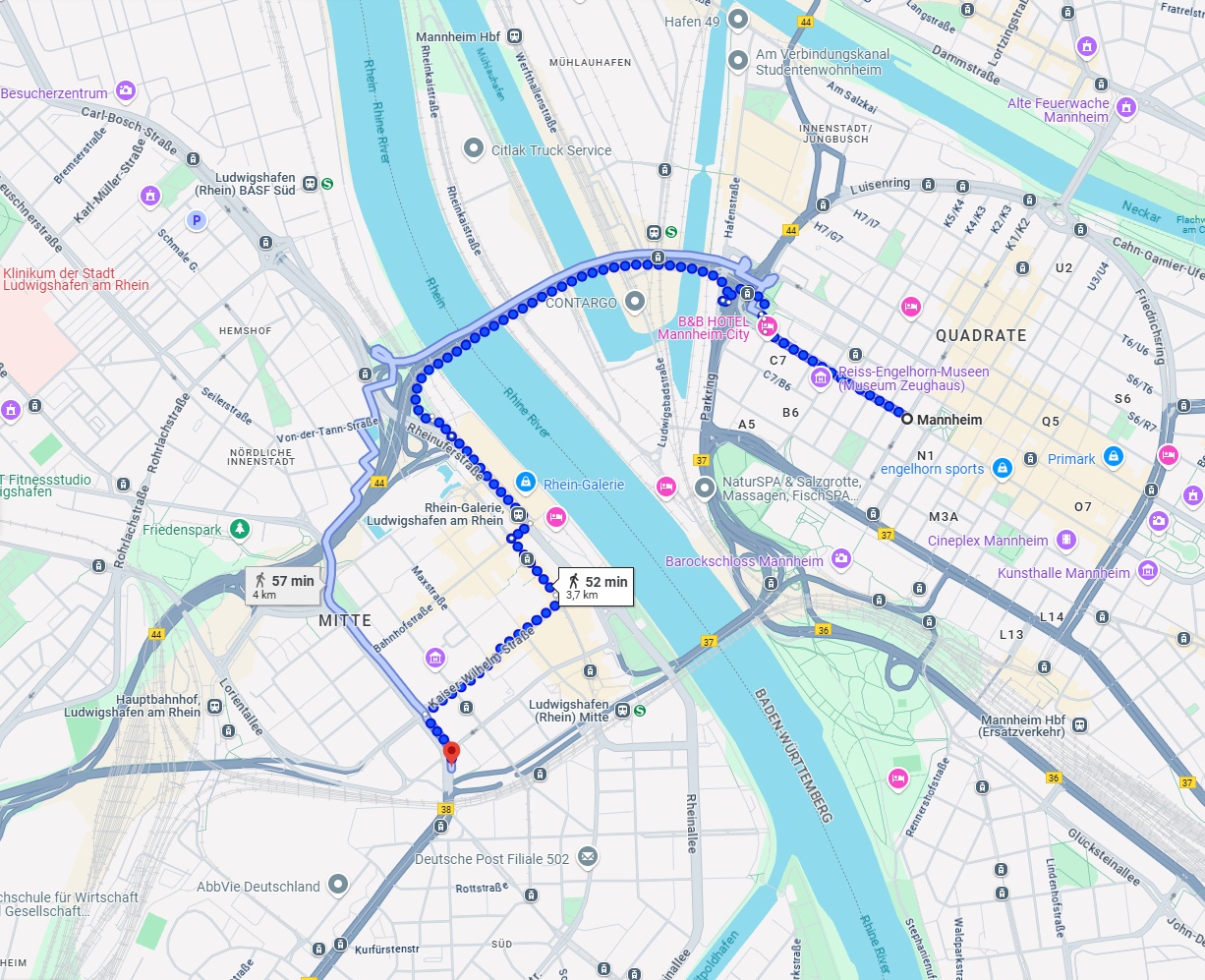 Anreise von Mannheim Zu Ludwigshafen am Rhein Über 