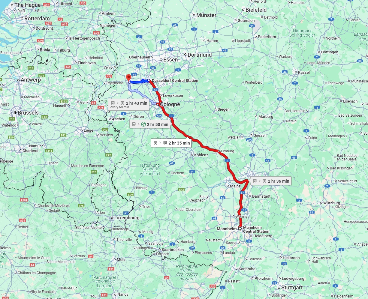 Anreise von Mannheim Zu Mönchengladbach Über 