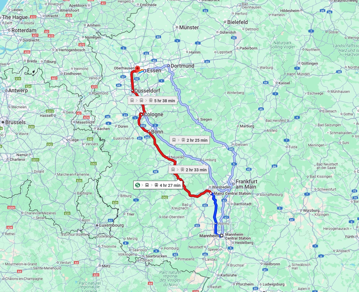 Anreise von Mannheim Zu Mülheim an der Ruhr Über 