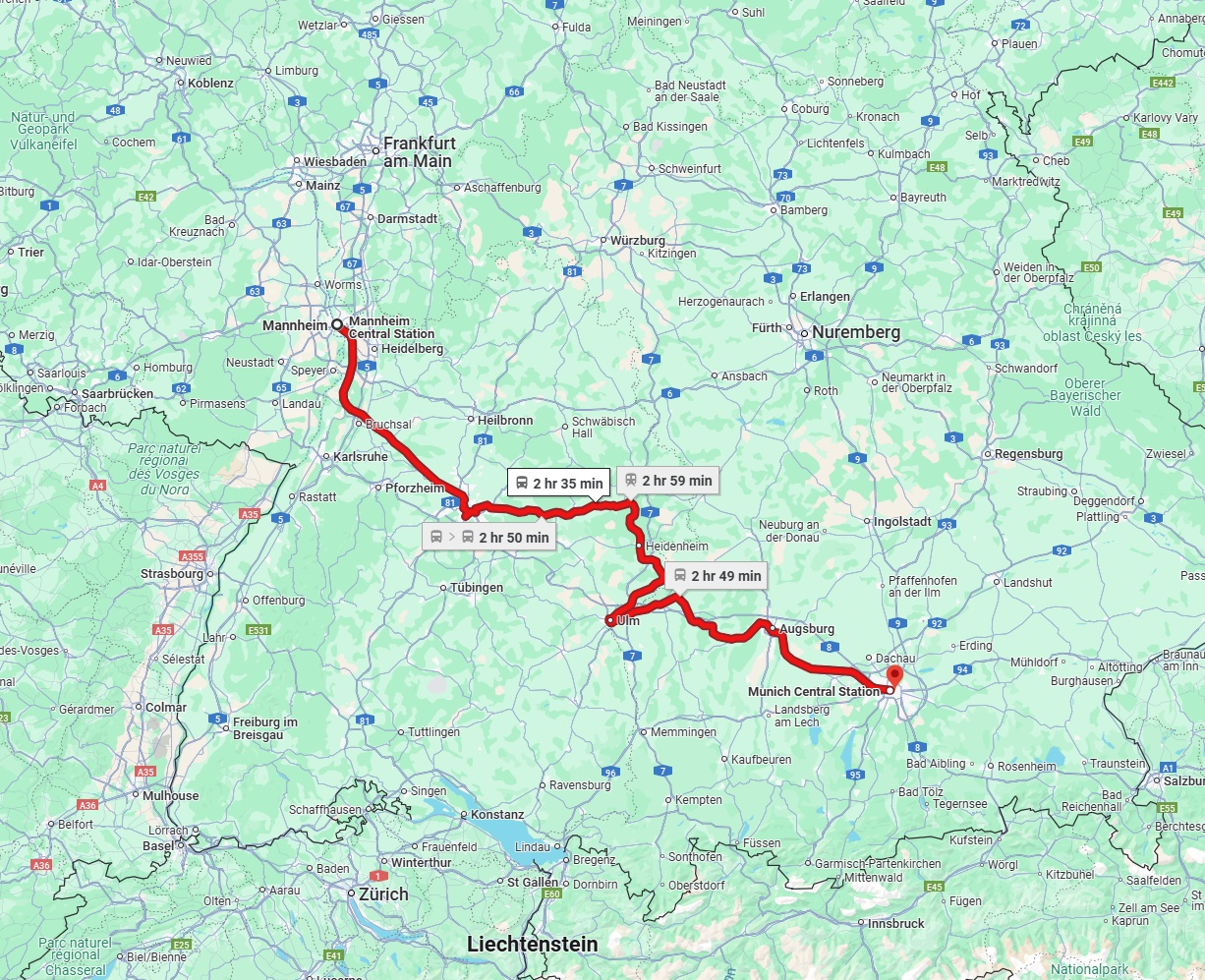 Anreise von Mannheim Zu München Über 