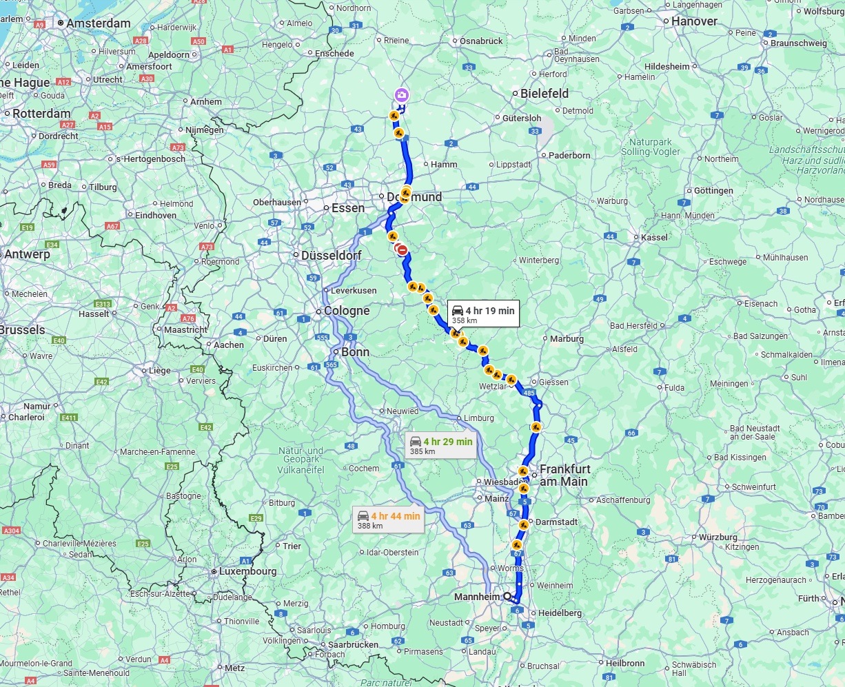 Anreise von Mannheim Zu Münster Über via A45
