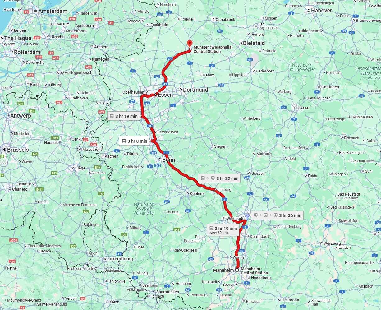Anreise von Mannheim Zu Münster Über 