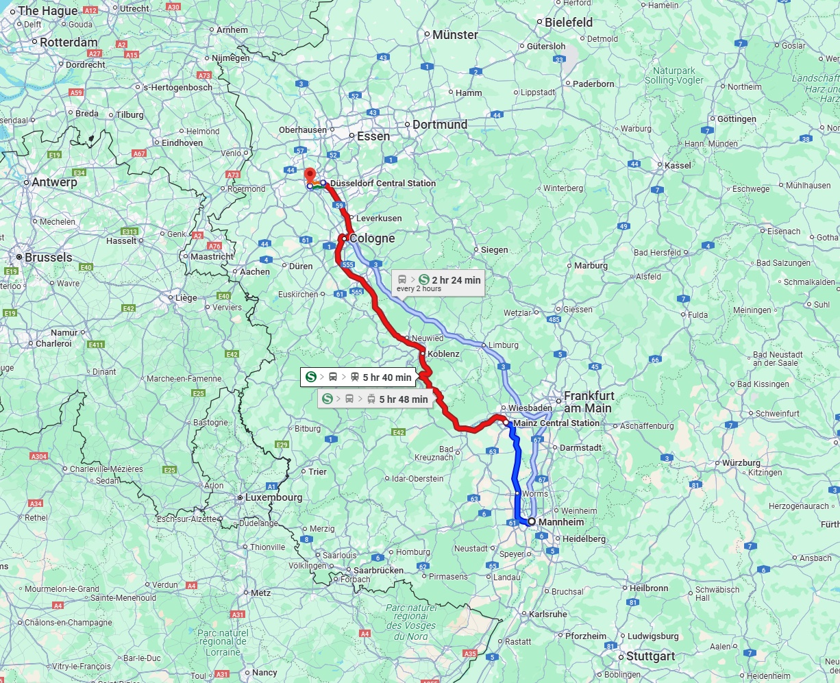 Anreise von Mannheim Zu Neuss Über 