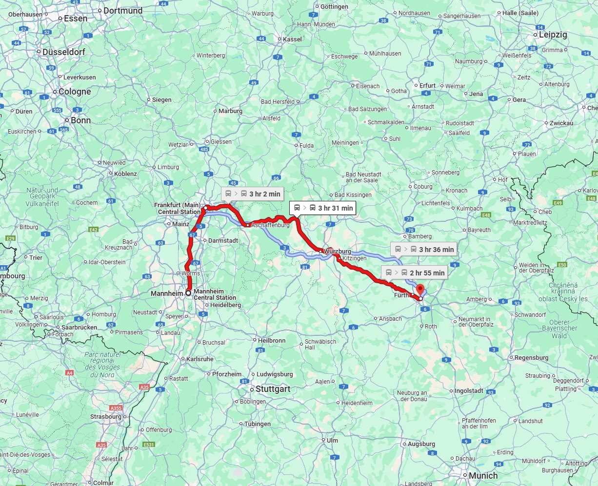 Anreise von Mannheim Zu Nürnberg Über 