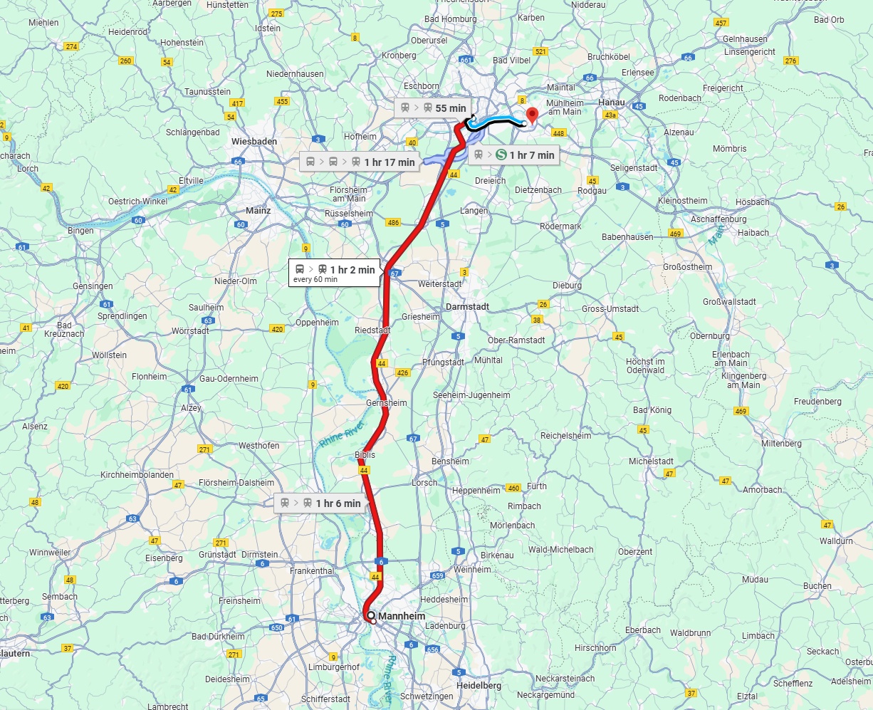 Anreise von Mannheim Zu Offenbach am Main Über 