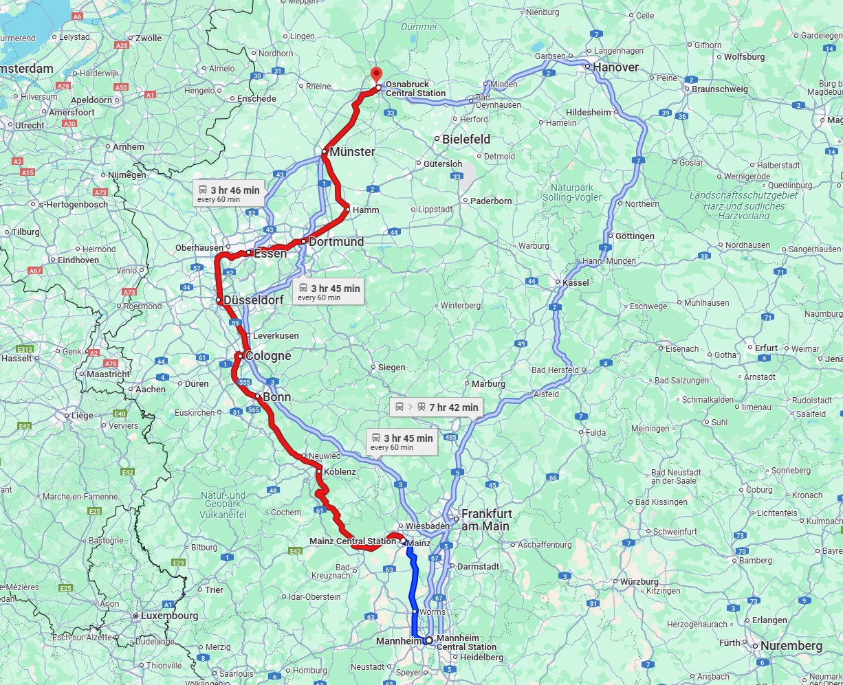 Anreise von Mannheim Zu Osnabrück Über 