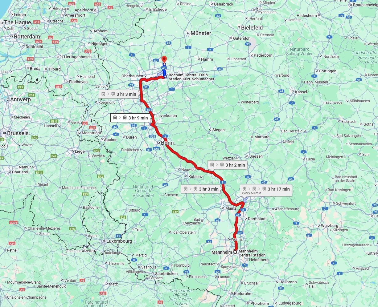 Anreise von Mannheim Zu Recklinghausen Über 