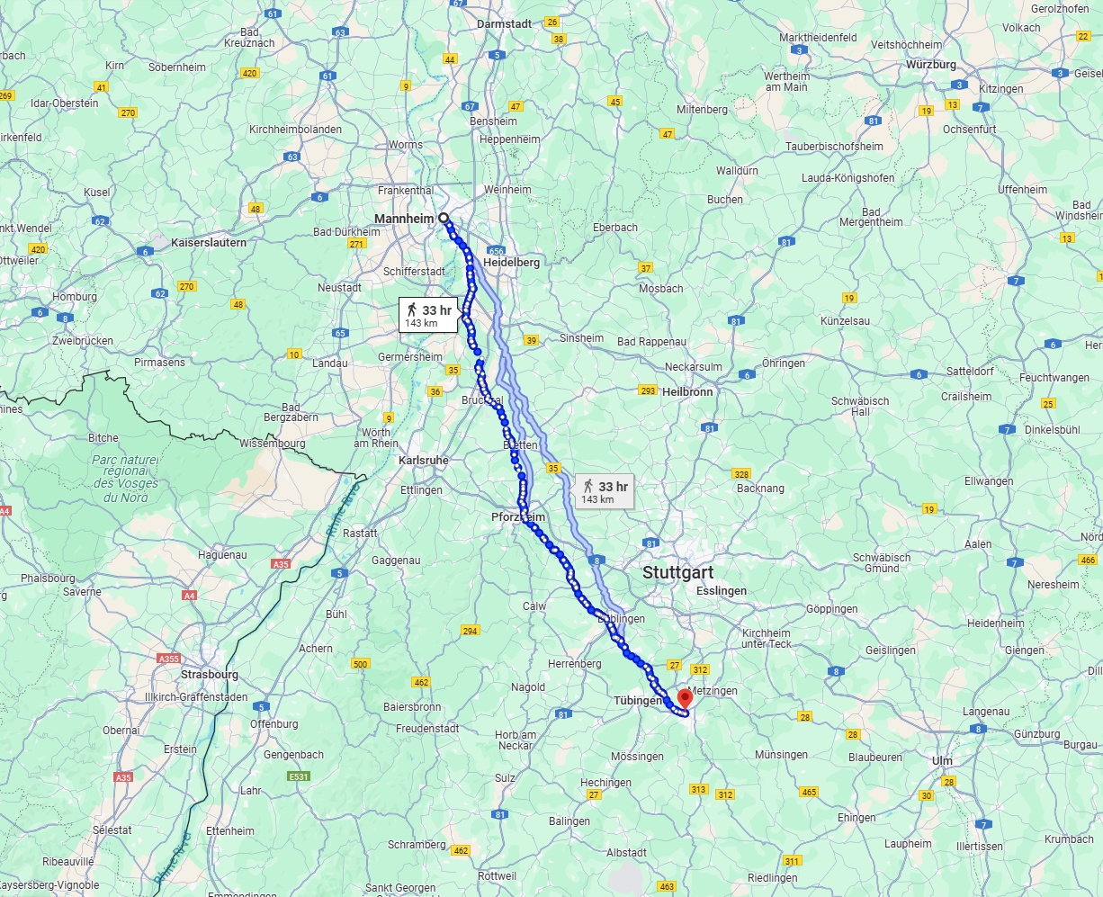 Anreise von Mannheim Zu Reutlingen Über 