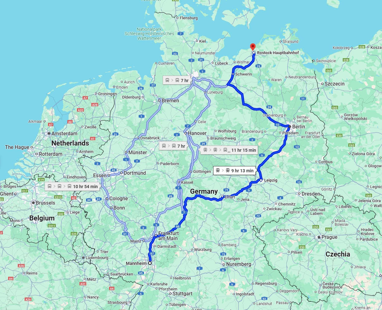 Anreise von Mannheim Zu Rostock Über 