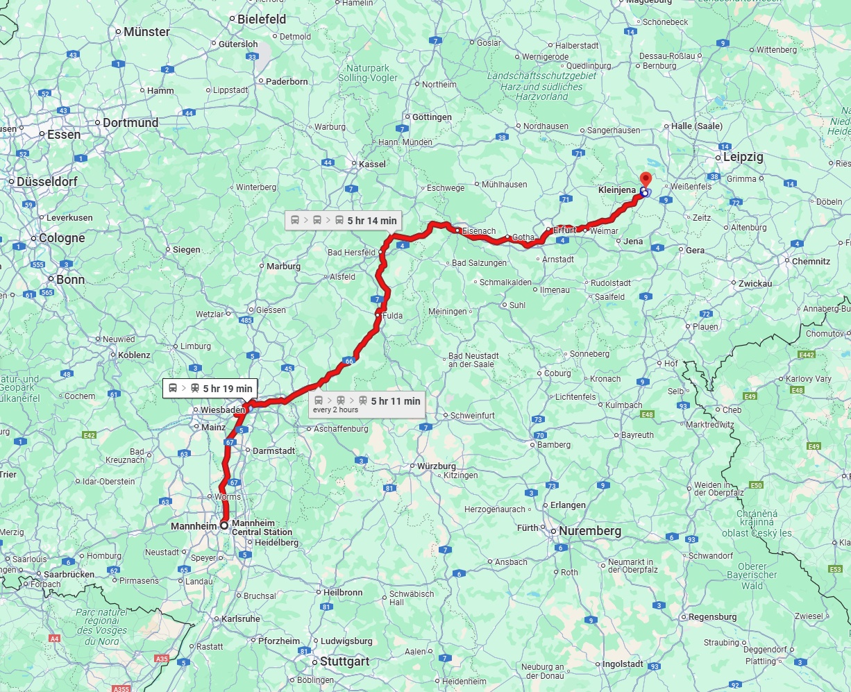 Anreise von Mannheim Zu Saale Über 