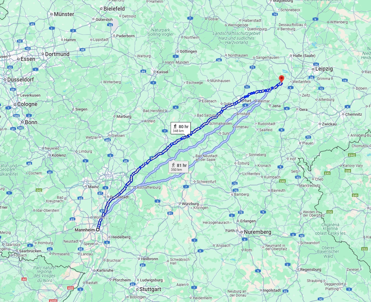 Anreise von Mannheim Zu Saale Über 