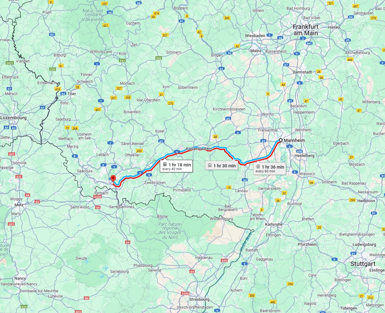 Anreise von Mannheim Zu Saarbrücken Über 