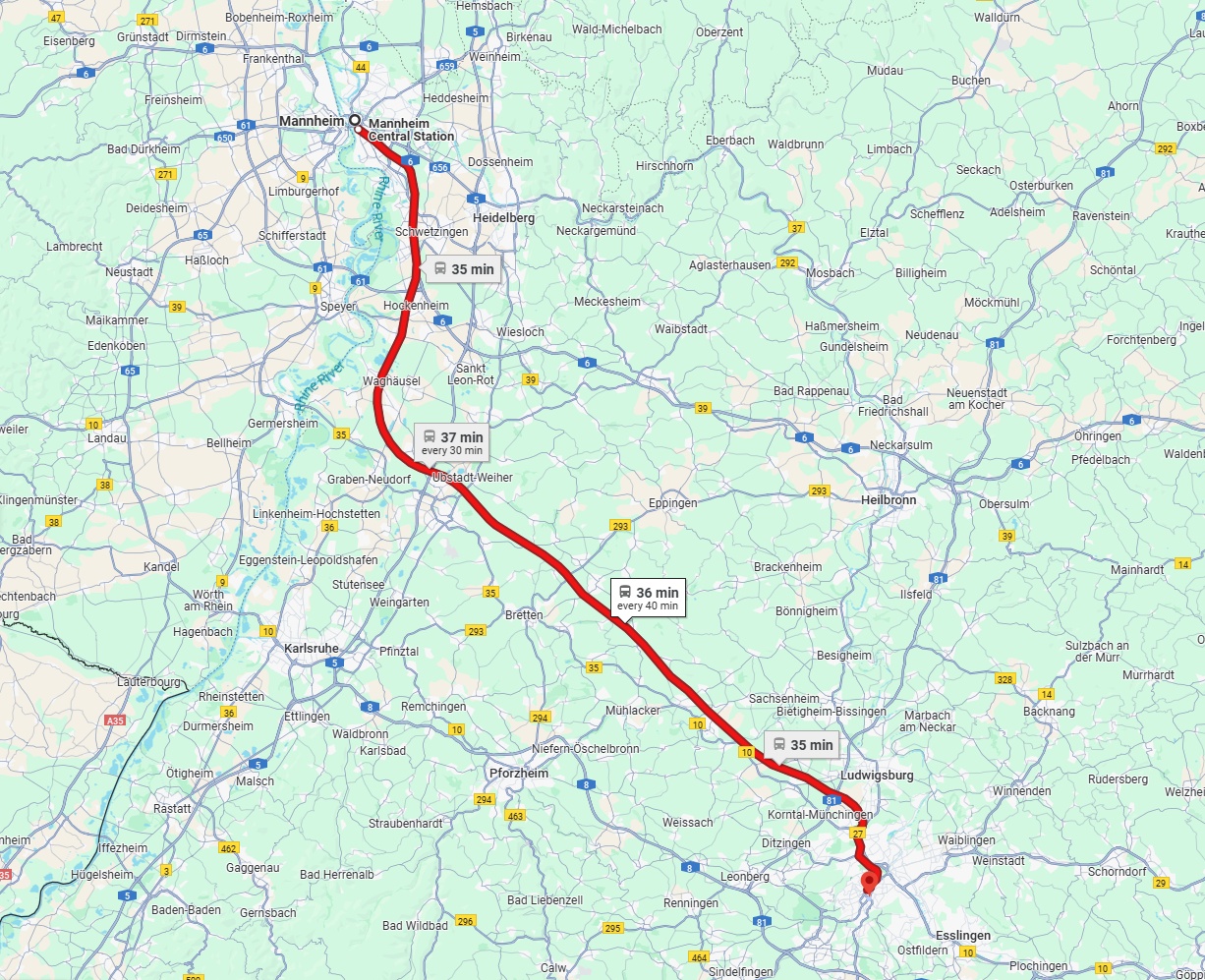 Anreise von Mannheim Zu Stuttgart Über 