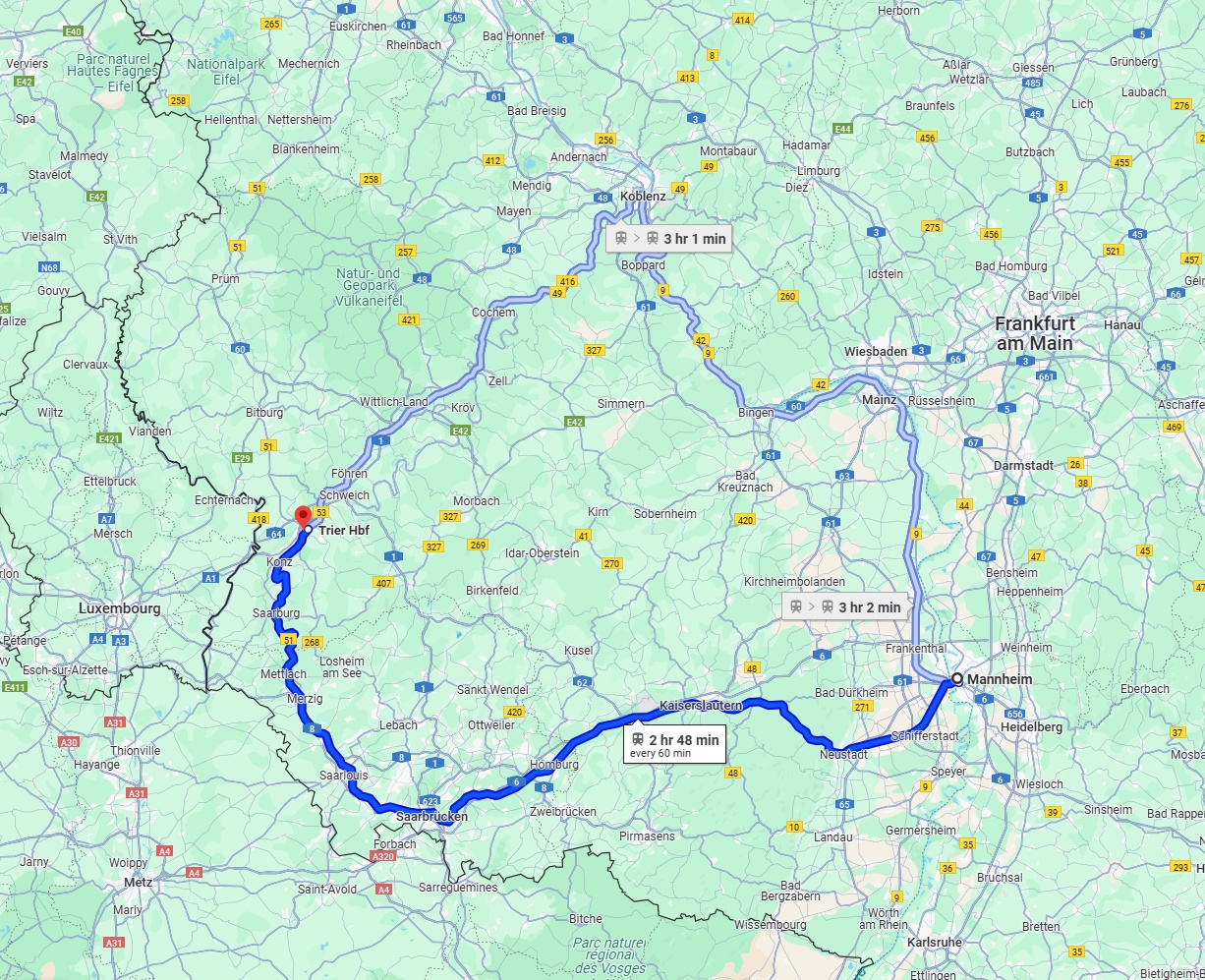 Anreise von Mannheim Zu Trier Über 