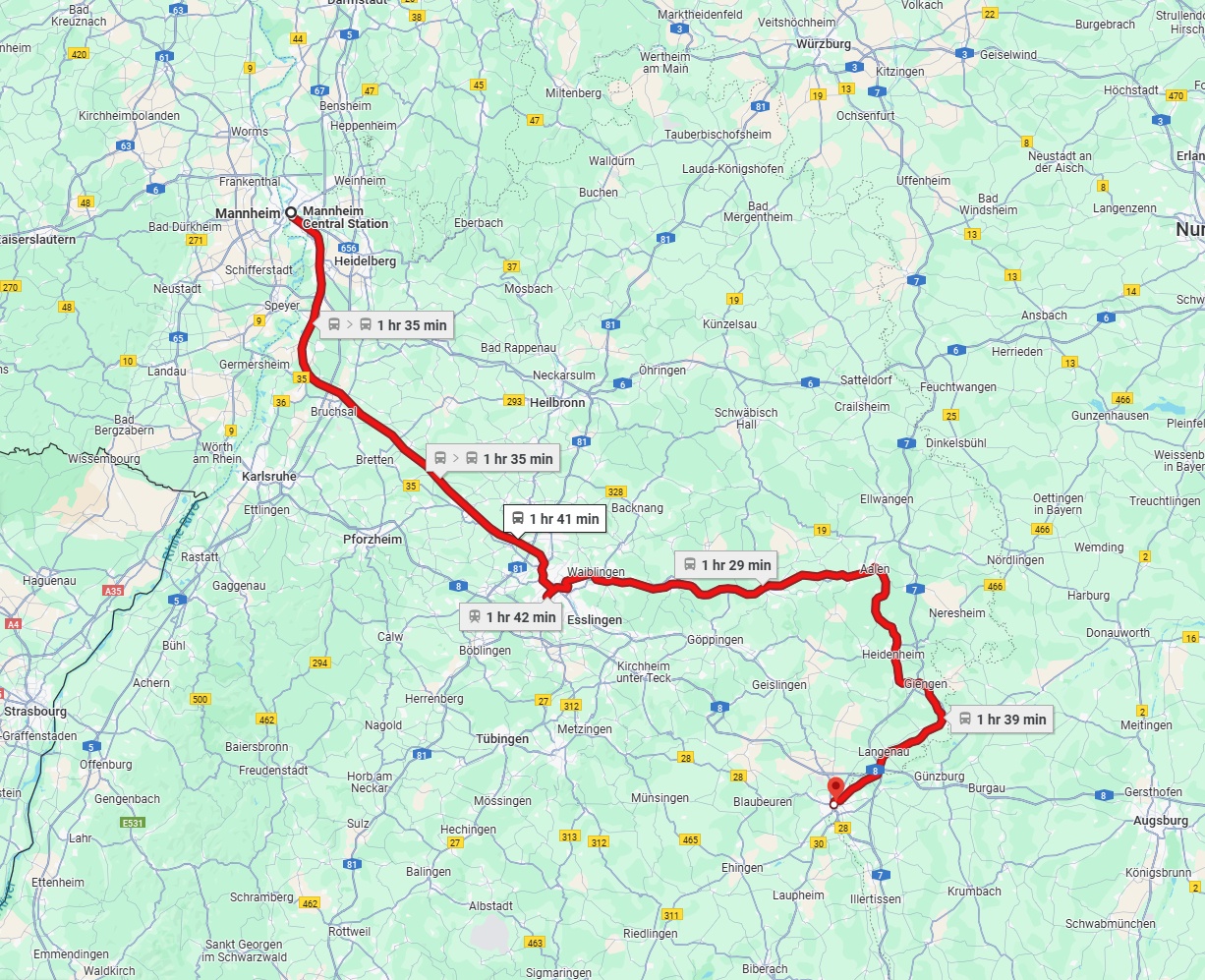 Anreise von Mannheim Zu Ulm Über 
