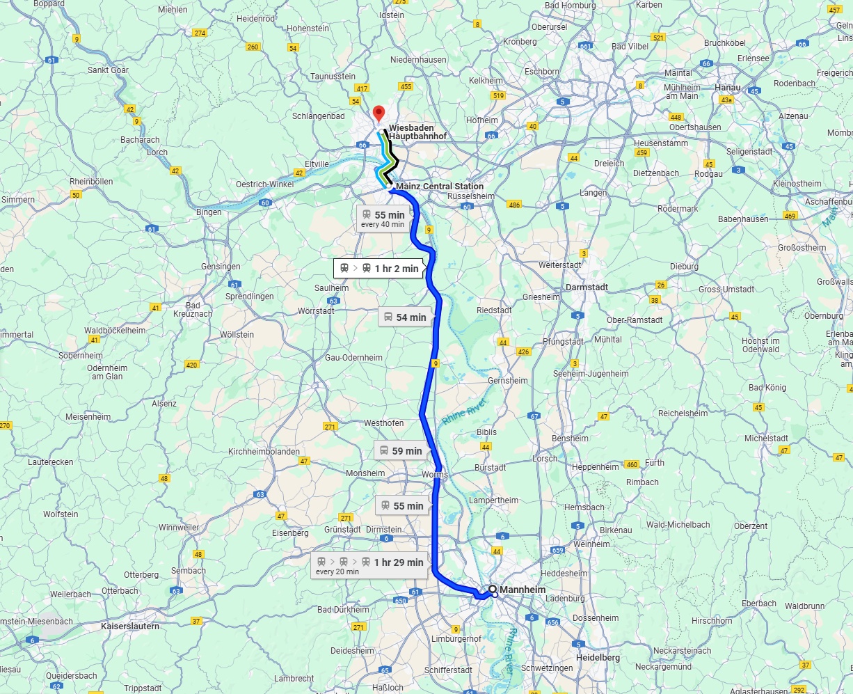 Anreise von Mannheim Zu Wiesbaden Über 