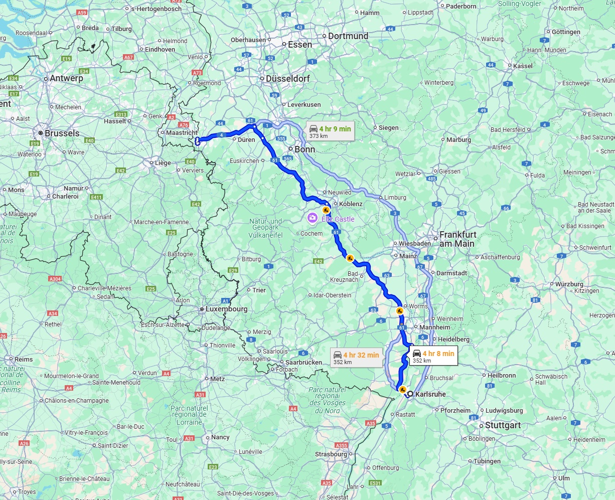 Anreise von Karlsruhe Zu Aachen Über via A61