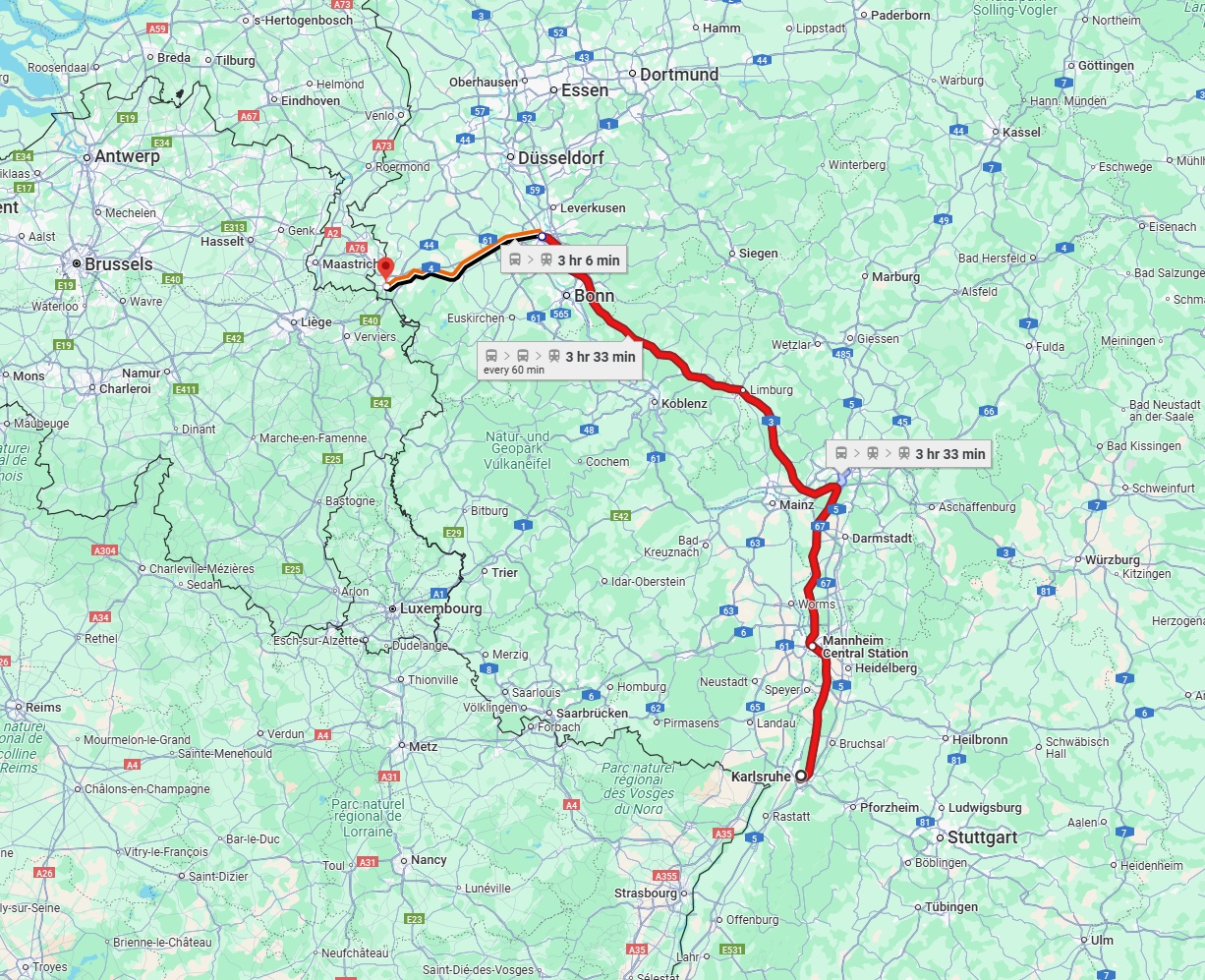 Anreise von Karlsruhe Zu Aachen Über 