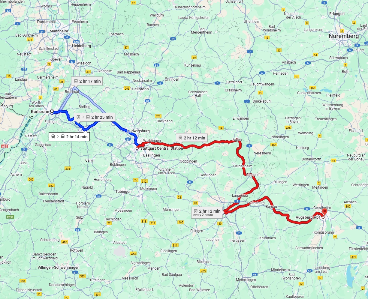 Anreise von Karlsruhe Zu Augsburg Über 