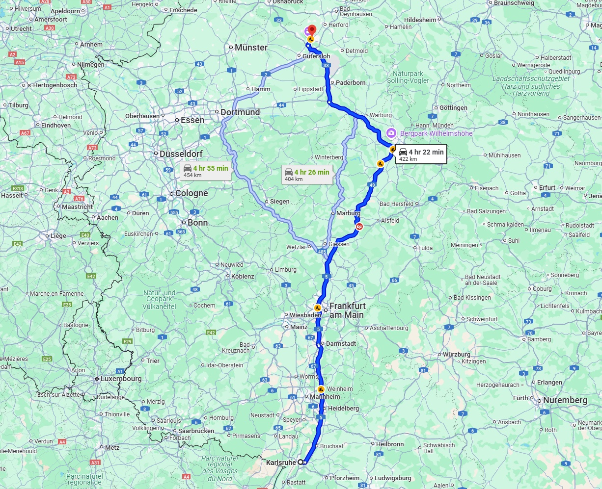 Anreise von Karlsruhe Zu Bielefeld Über via A5