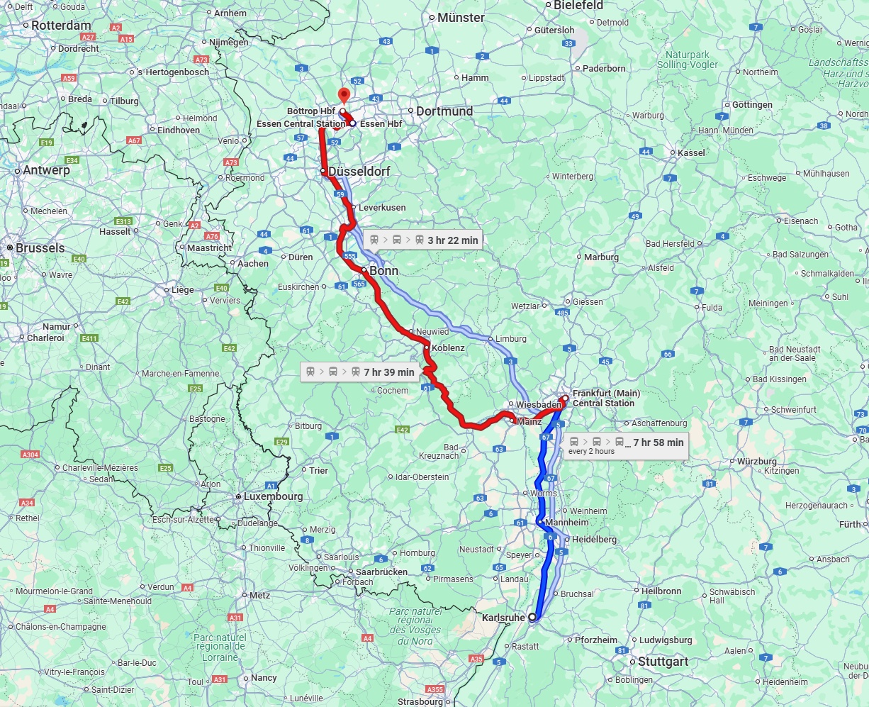 Anreise von Karlsruhe Zu Bottrop Über 