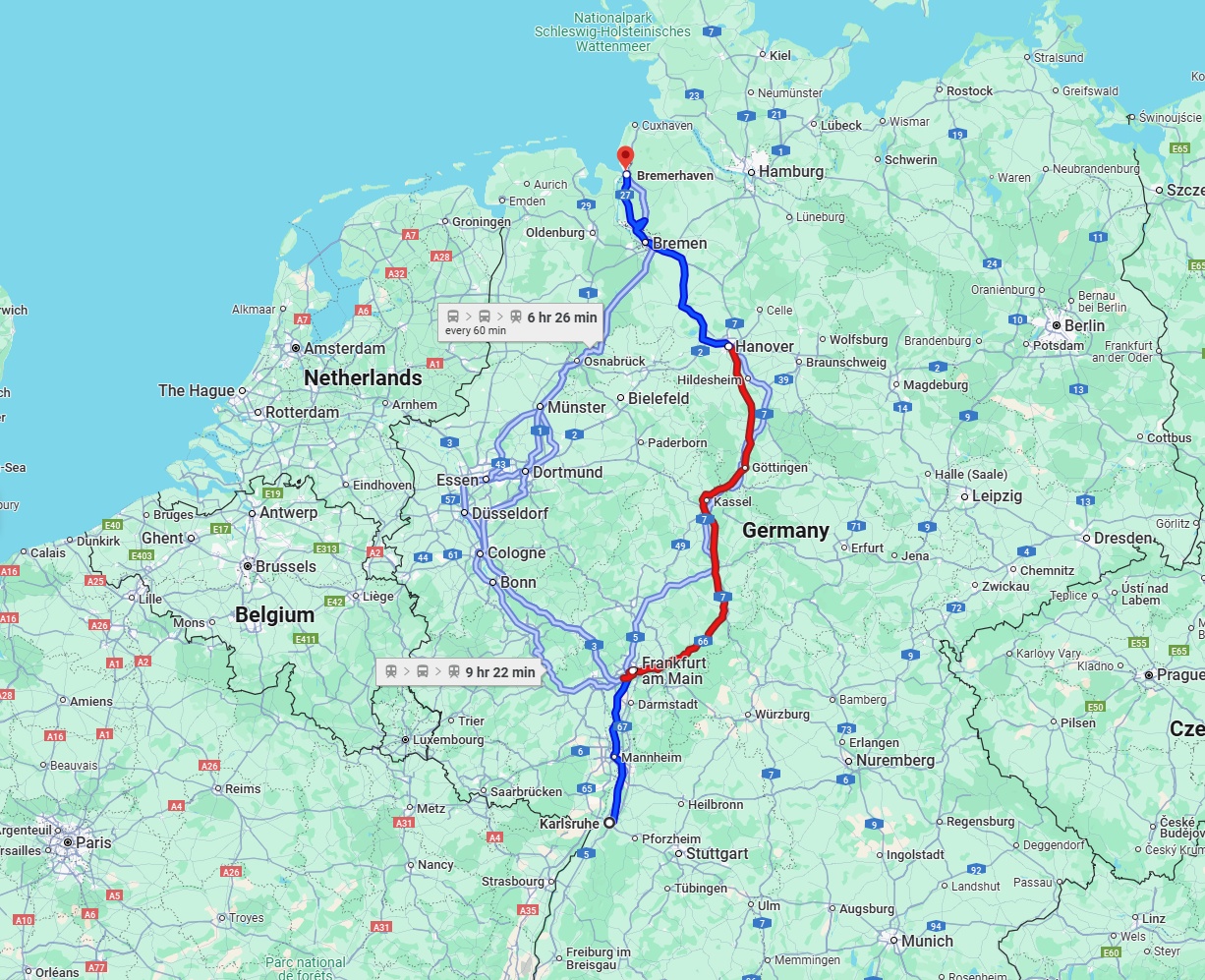 Anreise von Karlsruhe Zu Bremerhaven Über 