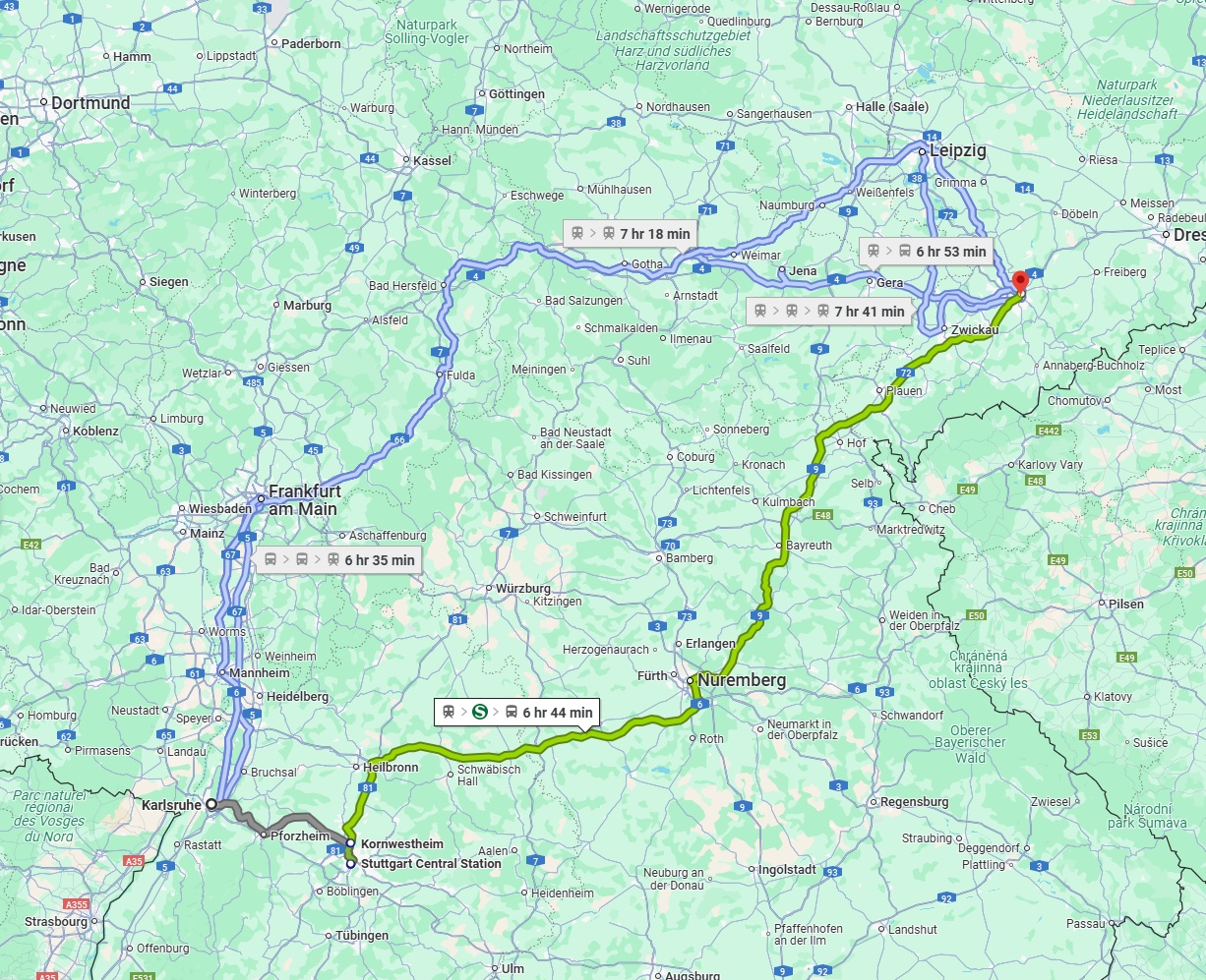 Anreise von Karlsruhe Zu Chemnitz Über 