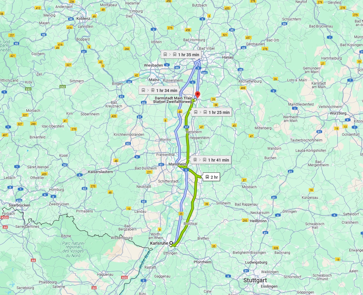 Anreise von Karlsruhe Zu Darmstadt Über 